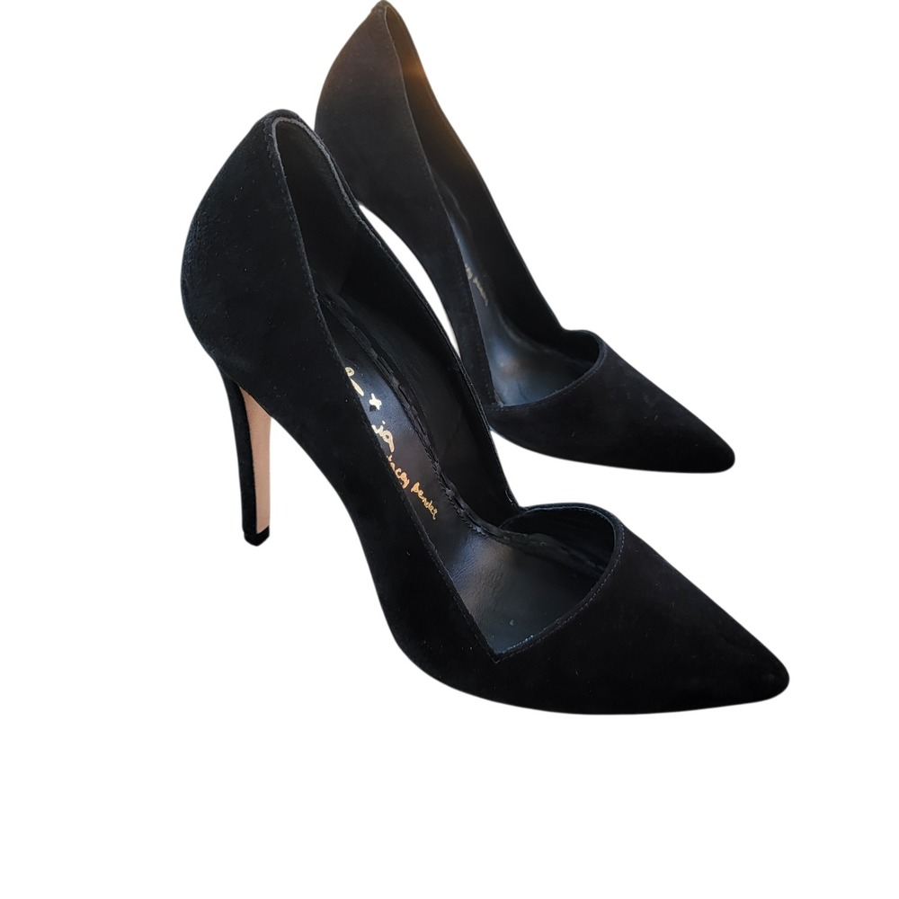 Alice + Olivia Black Suede Pointed Toe D'Orsay Pumps Heels Made in Brazil 37.5 - Picture 3 of 5